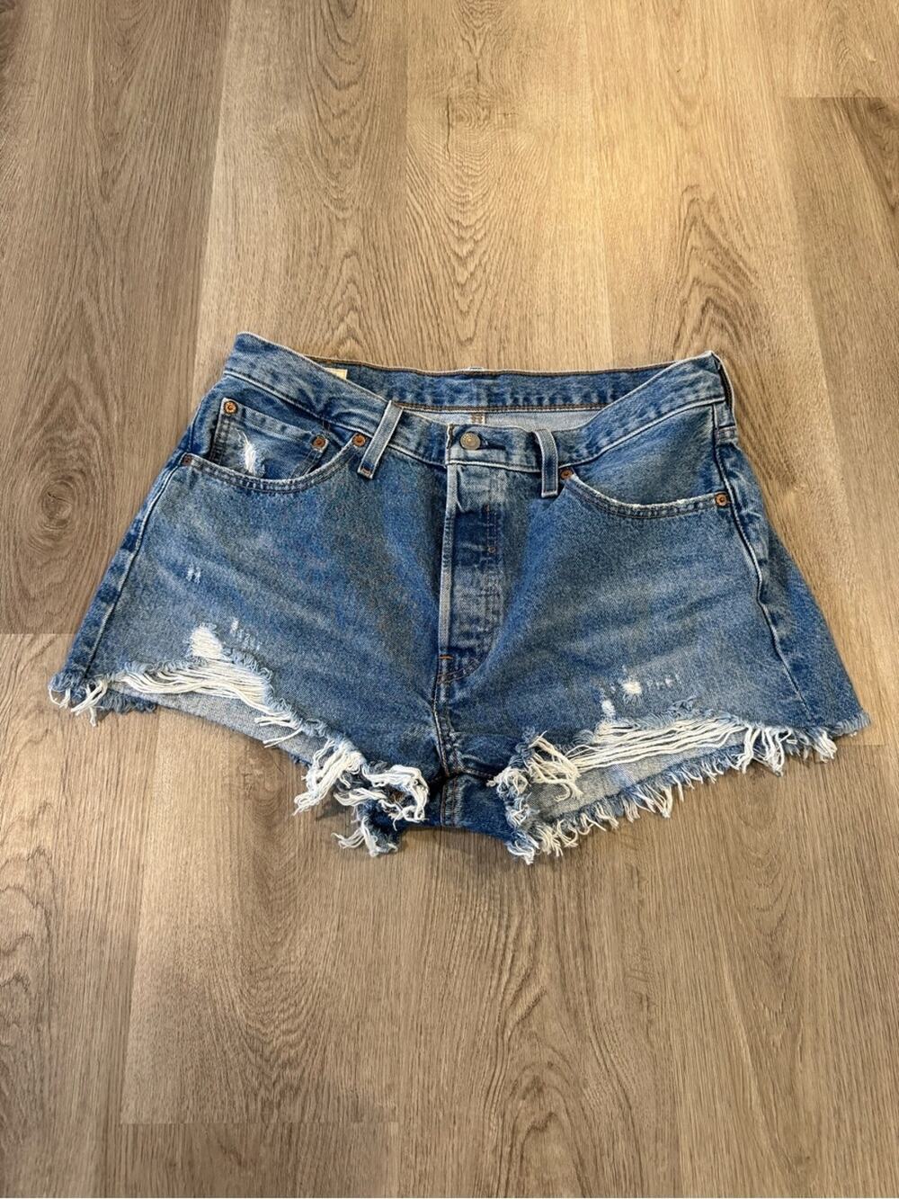 Levi's 501 Cutoff Shorts Women's Size 33 High Rise Distressed Frayed Hem